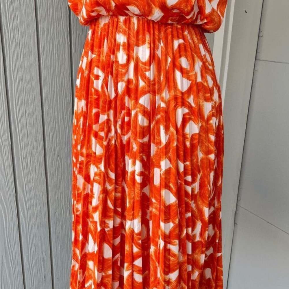 Vintage Painterly Swirl Dress • Pleated Skirt - Picture 4 of 7